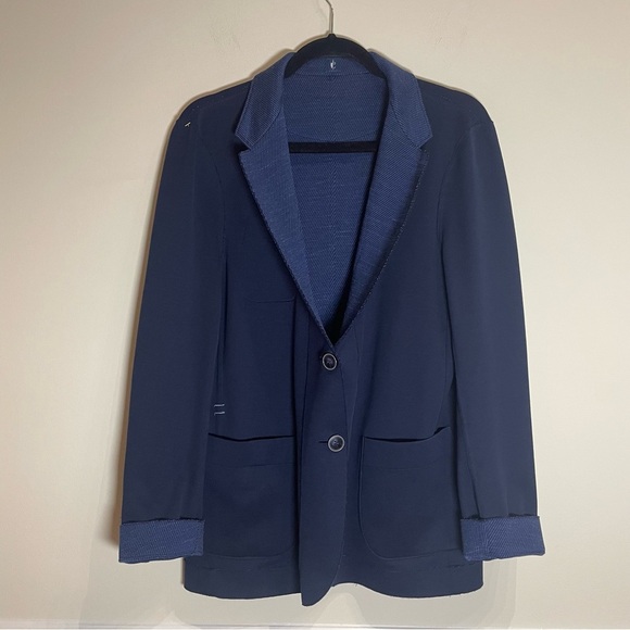 RYE 51 Jersey Cotton Distressed Pique Soft Jacket in Navy size 52 - Picture 11 of 12